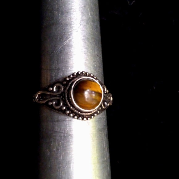 125 Tiger Eye Silver Gemstone Ring size 9 stamped 925 shipping sale - Picture 1 of 9